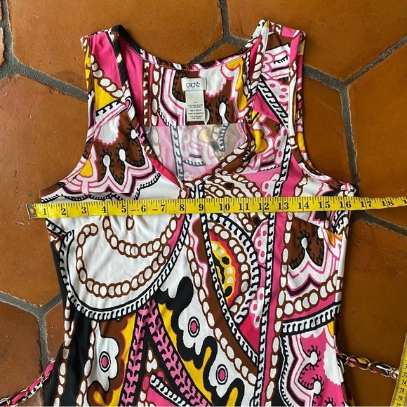 Cache Vintage Paisley Floral 90s Y2K Long Maxi Dress sz Medium M Pink Chain Belt - Picture 9 of 9